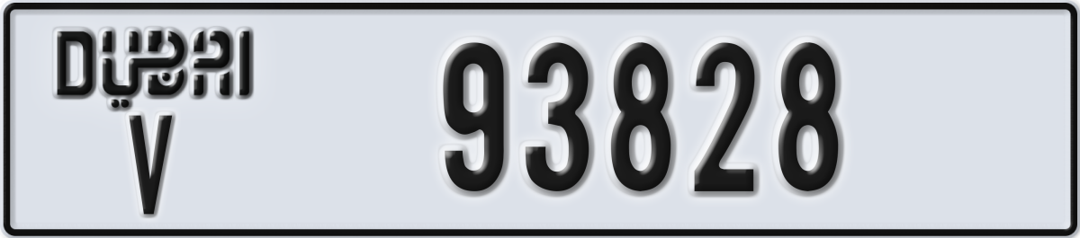 dubai License Plate Number 93828 Code V
