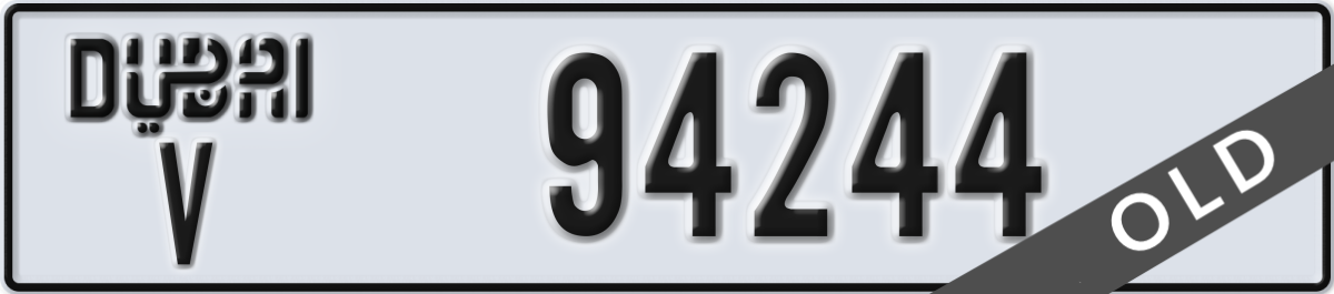 dubai License Plate Number 94244 Code V