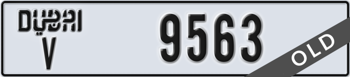 dubai License Plate Number 9563 Code V