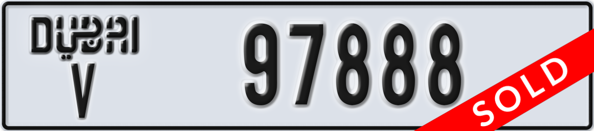 dubai License Plate Number 97888 Code V