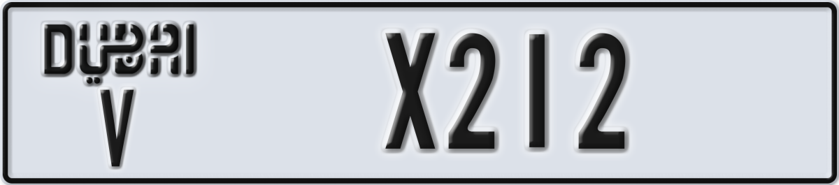 dubai License Plate Number X212 Code V