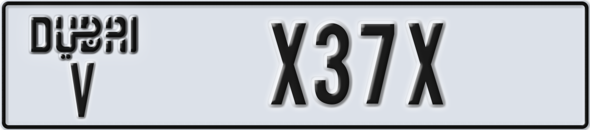 dubai License Plate Number X37X Code V