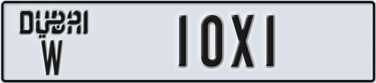 dubai License Plate Number 10X1 Code W