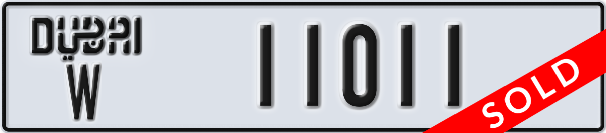 dubai License Plate Number 11011 Code W