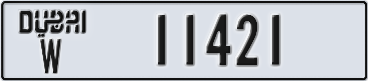 dubai License Plate Number 11421 Code W