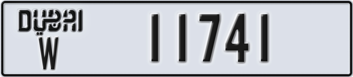 dubai License Plate Number 11741 Code W