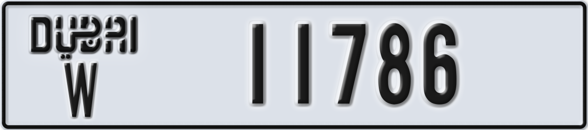 dubai License Plate Number 11786 Code W