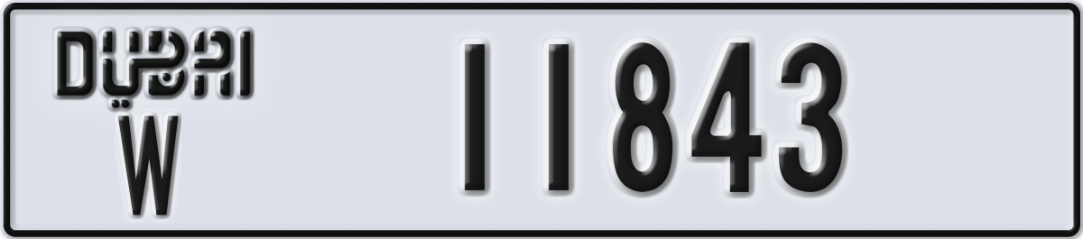 dubai License Plate Number 11843 Code W