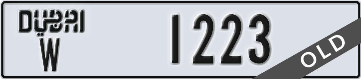 dubai License Plate Number 1223 Code W