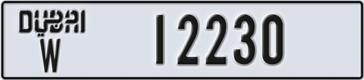 dubai License Plate Number 12230 Code W