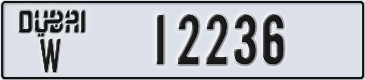 dubai License Plate Number 12236 Code W