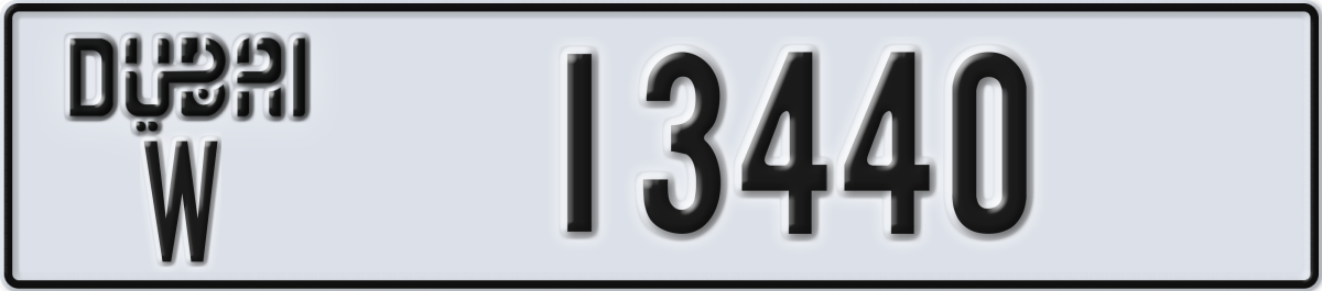 dubai License Plate Number 13440 Code W