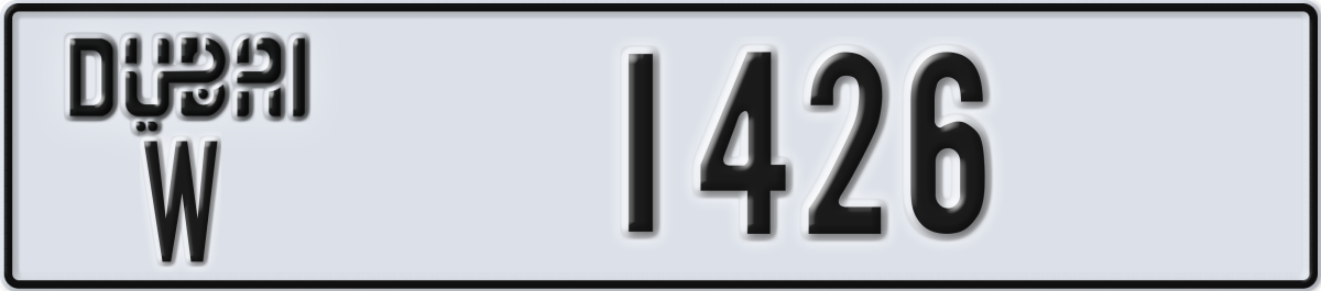 dubai License Plate Number 1426 Code W