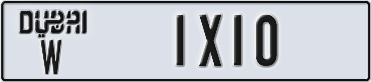 dubai License Plate Number 1X10 Code W