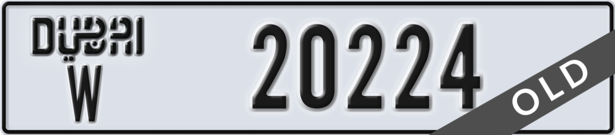 dubai License Plate Number 20224 Code W
