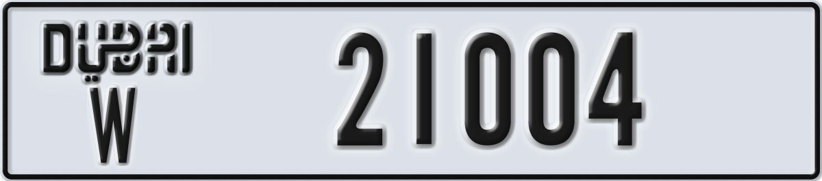 dubai License Plate Number 21004 Code W