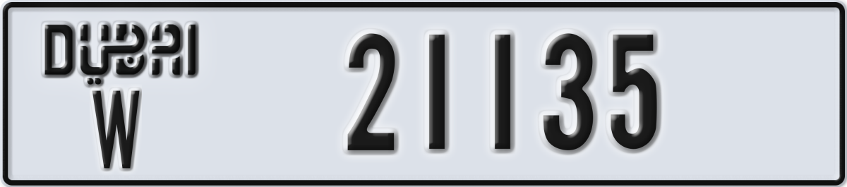 dubai License Plate Number 21135 Code W