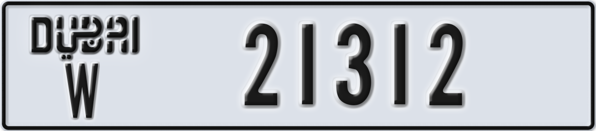 dubai License Plate Number 21312 Code W