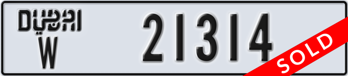 dubai License Plate Number 21314 Code W