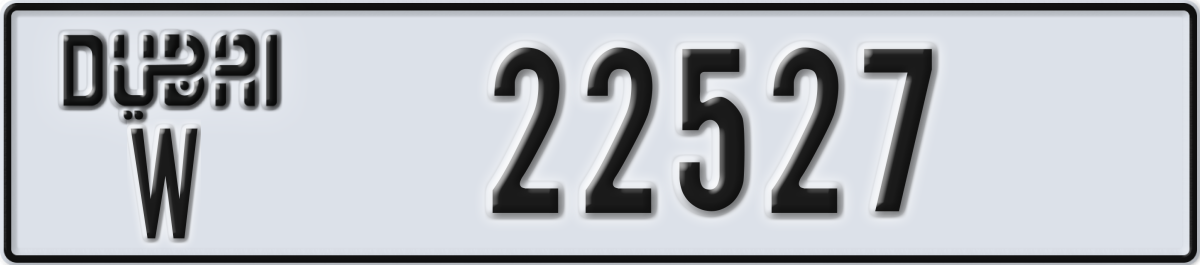 dubai License Plate Number 22527 Code W