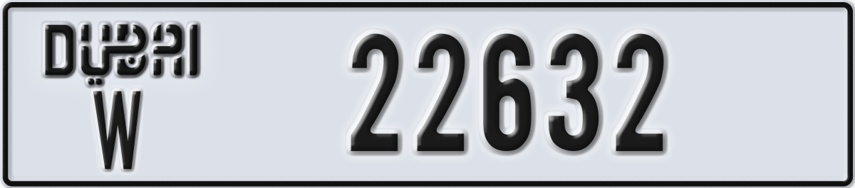 dubai License Plate Number 22632 Code W