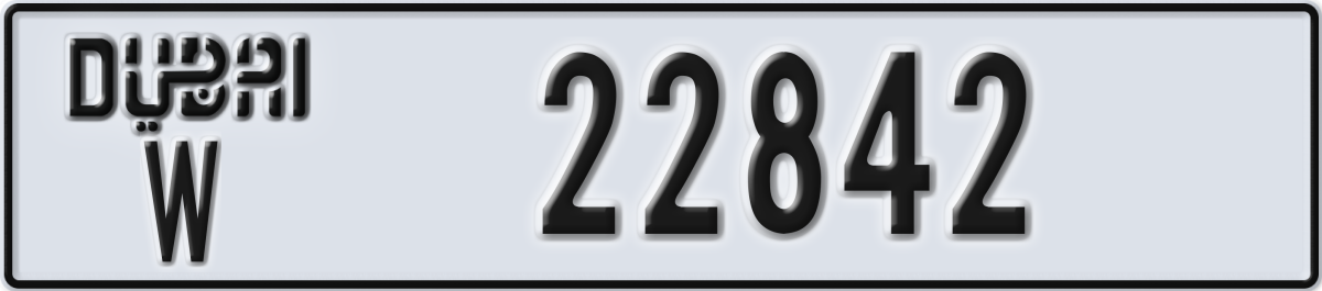 dubai License Plate Number 22842 Code W