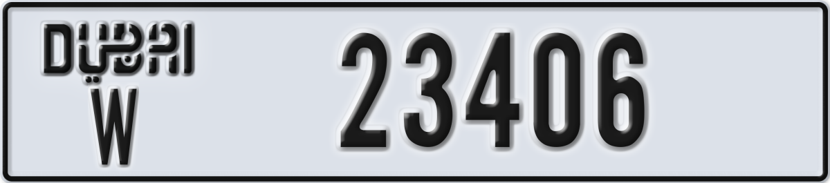 dubai License Plate Number 23406 Code W