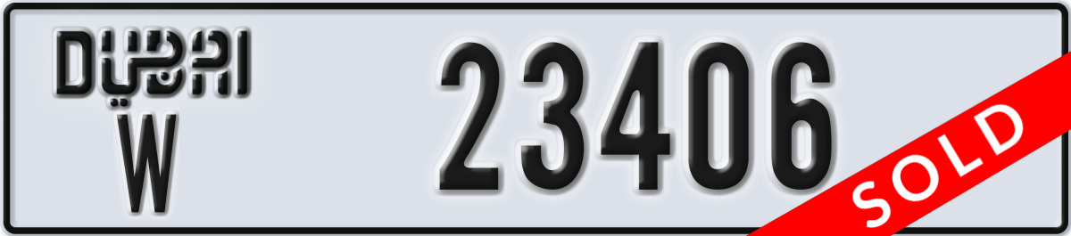 dubai License Plate Number 23406 Code W