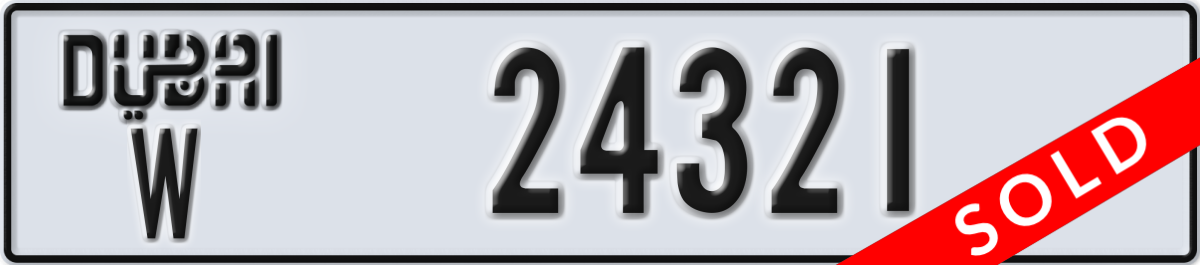 dubai License Plate Number 24321 Code W