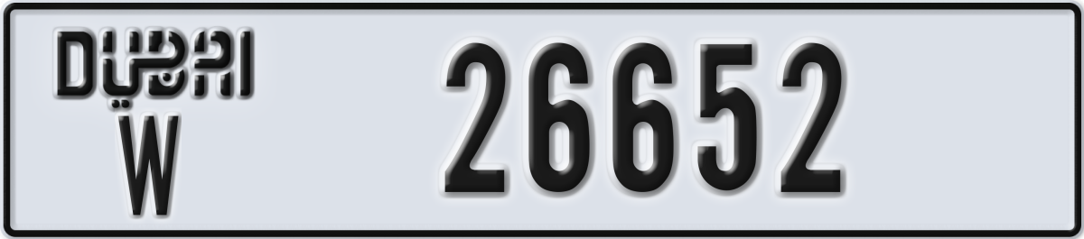 dubai License Plate Number 26652 Code W