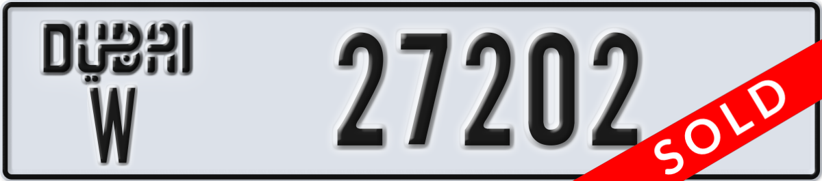 dubai License Plate Number 27202 Code W