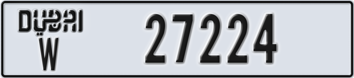 dubai License Plate Number 27224 Code W
