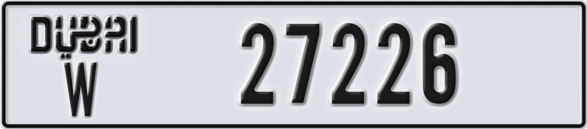 dubai License Plate Number 27226 Code W