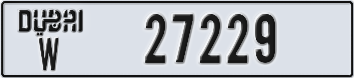 dubai License Plate Number 27229 Code W
