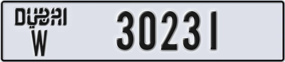 dubai License Plate Number 30231 Code W