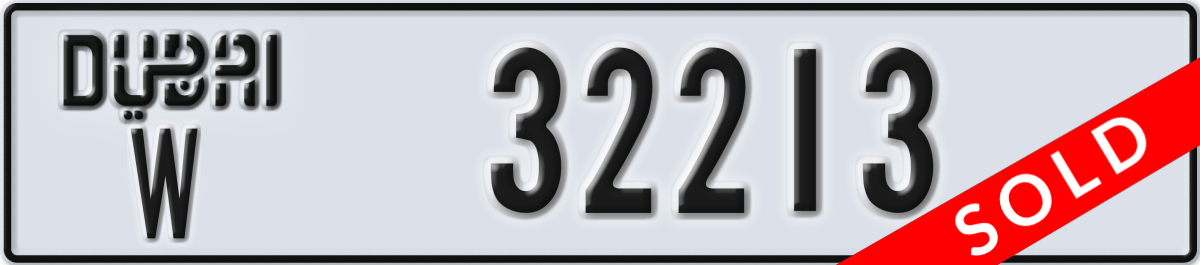 dubai License Plate Number 32213 Code W
