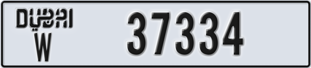 dubai License Plate Number 37334 Code W