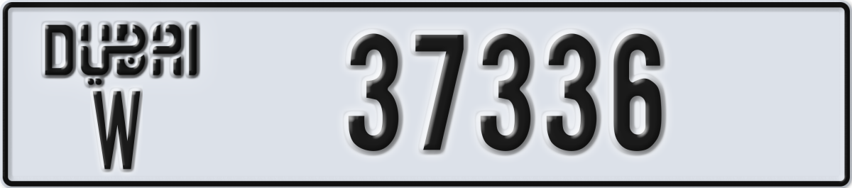 dubai License Plate Number 37336 Code W
