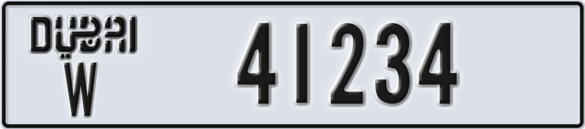 dubai License Plate Number 41234 Code W