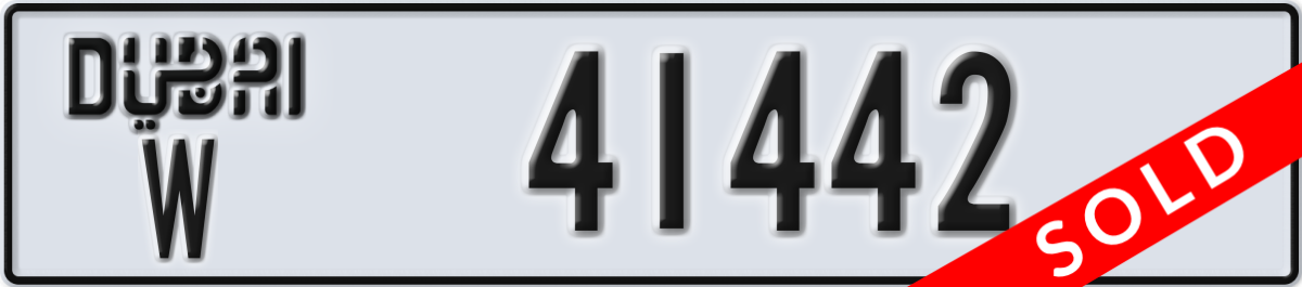 dubai License Plate Number 41442 Code W
