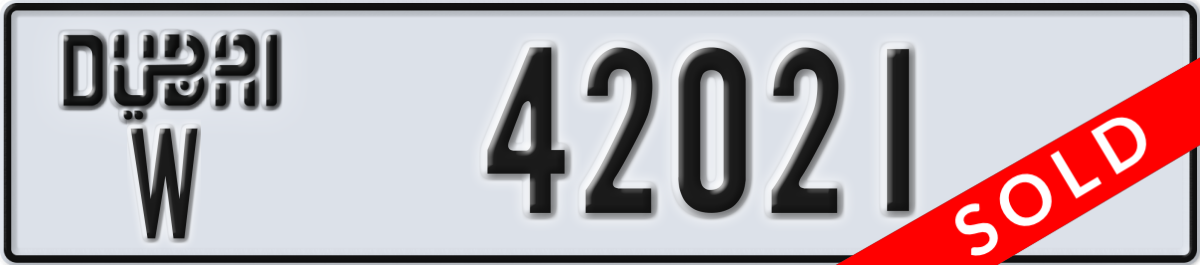 dubai License Plate Number 42021 Code W