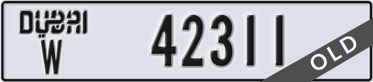 dubai License Plate Number 42311 Code W