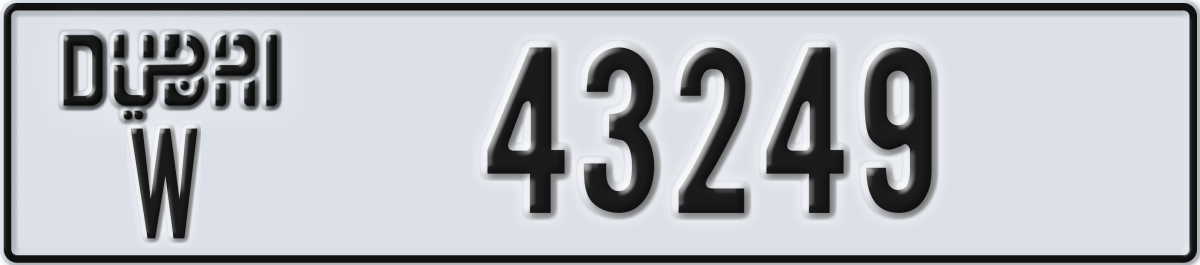 dubai License Plate Number 43249 Code W