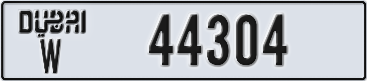 dubai License Plate Number 44304 Code W