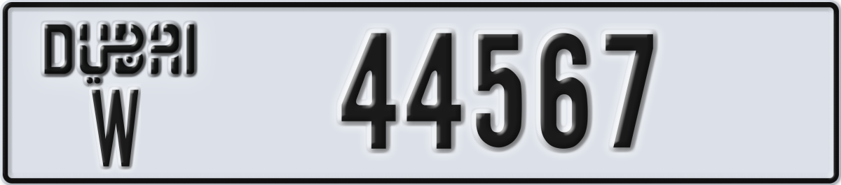 dubai License Plate Number 44567 Code W