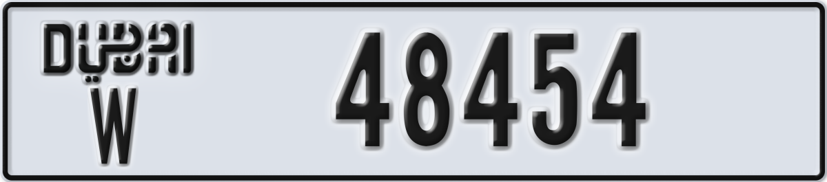 dubai License Plate Number 48454 Code W