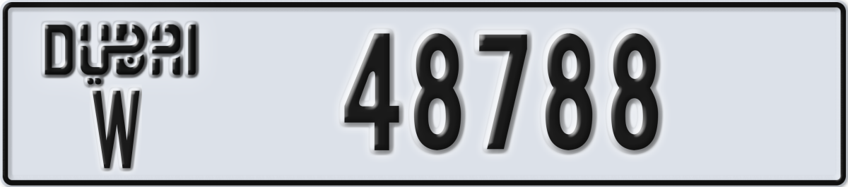 dubai License Plate Number 48788 Code W