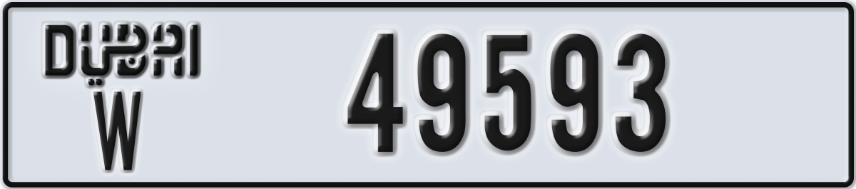 dubai License Plate Number 49593 Code W