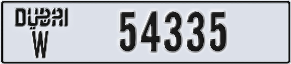 dubai License Plate Number 54335 Code W