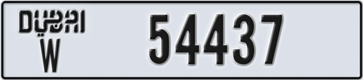 dubai License Plate Number 54437 Code W